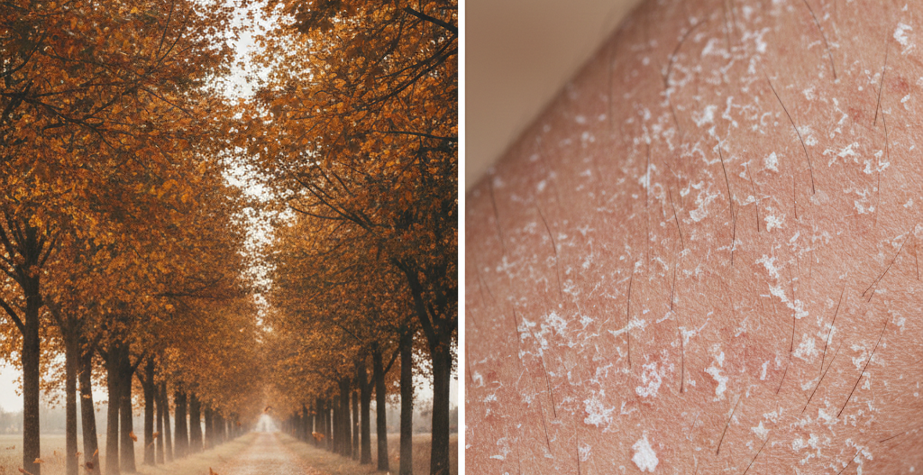 가을에 약해지는 피부와 건조함을 표현한사진