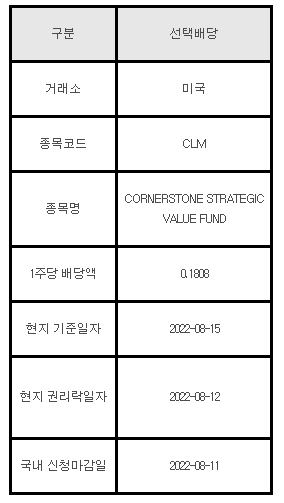 미국주식 선택배당 안내 CLM