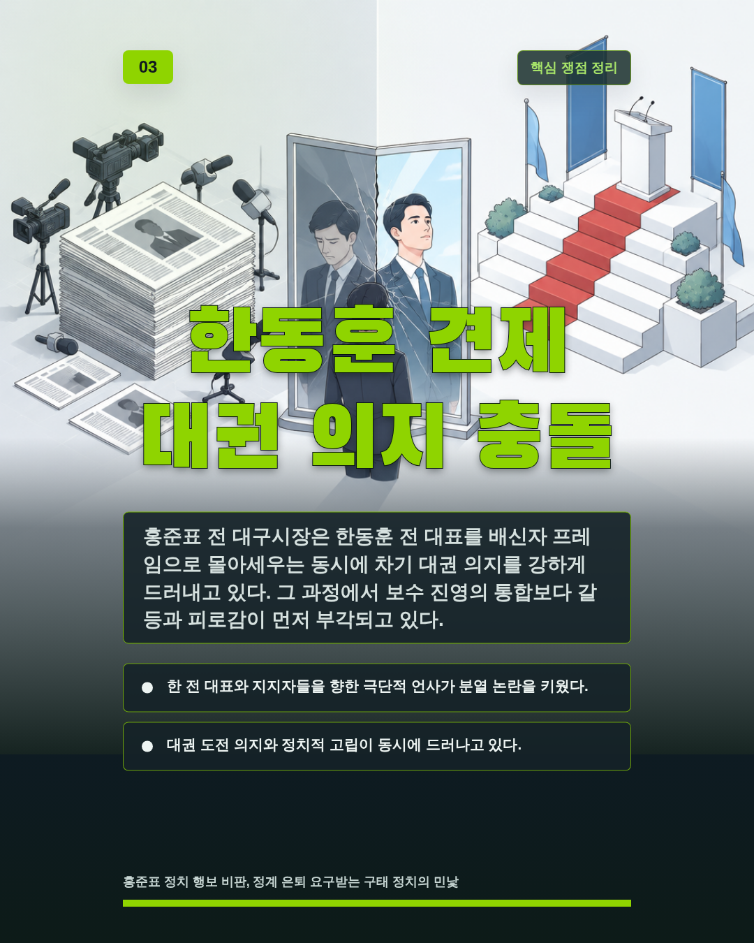 한동훈 견제 대권 의지 충돌