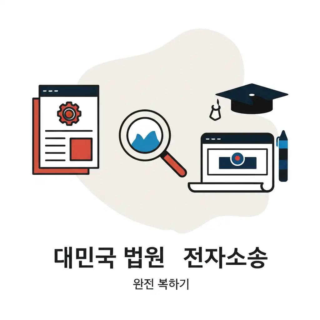 대한민국 법원 전자소송 진행 단계를 시각화한 가이드라인 이미지