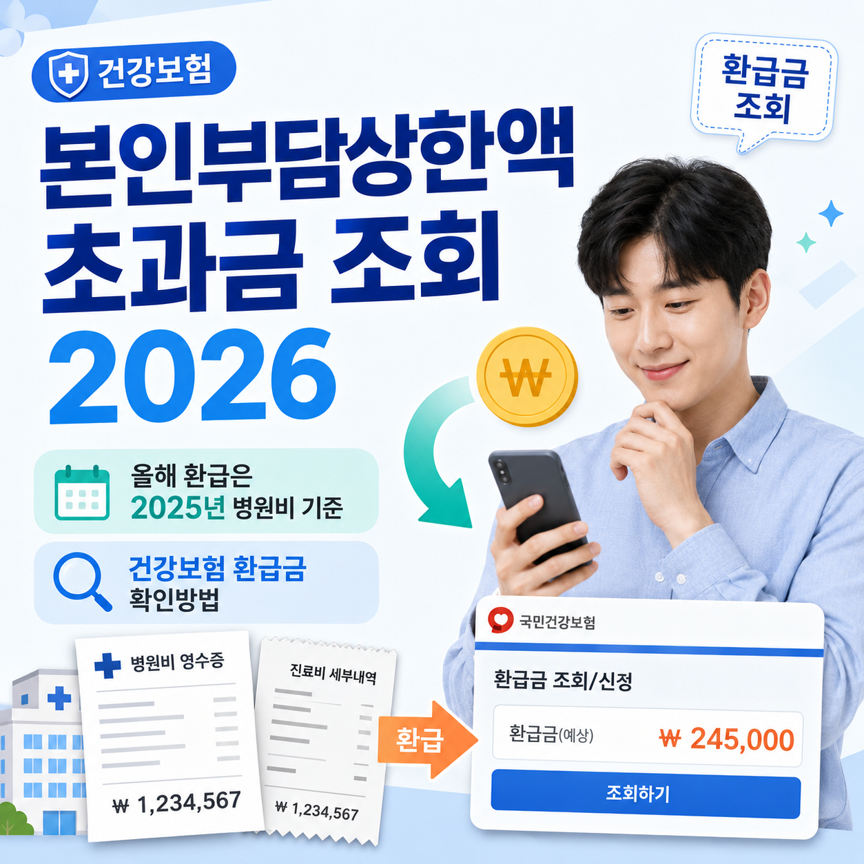 본인부담상한액 초과금 조회 2026, 올해 환급은 2025년 병원비 기준&hellip;건강보험 환급금 확인방법