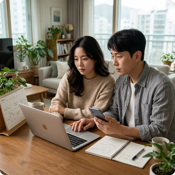 국립공원 예약 공지를 확인하는 모습