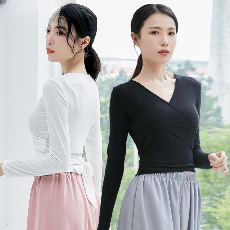 취미 필라테스 무용복 V넥 성인 발레복 발레리나 발레워머 상의