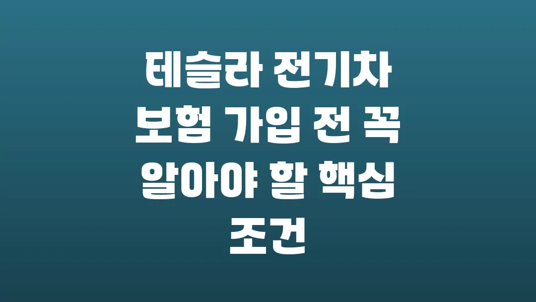 테슬라 전기차 보험 가입 전 꼭 알아야 할 핵심 조건