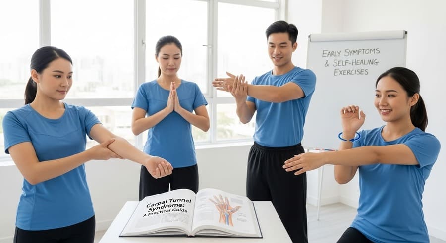 <!-- 제목 -->
손목 터널 증후군 초기 증상과 자가 치료 운동법: 반복 작업 노동자를 위한 실천 가이드