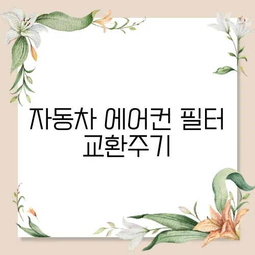 자동차 에어컨 필터 교환주기