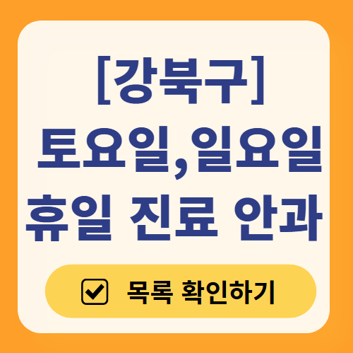 강북구 일요일 문 여는 안과 목록 ❘ 토요일, 주말, 공휴일 진료 영업 병원 찾기