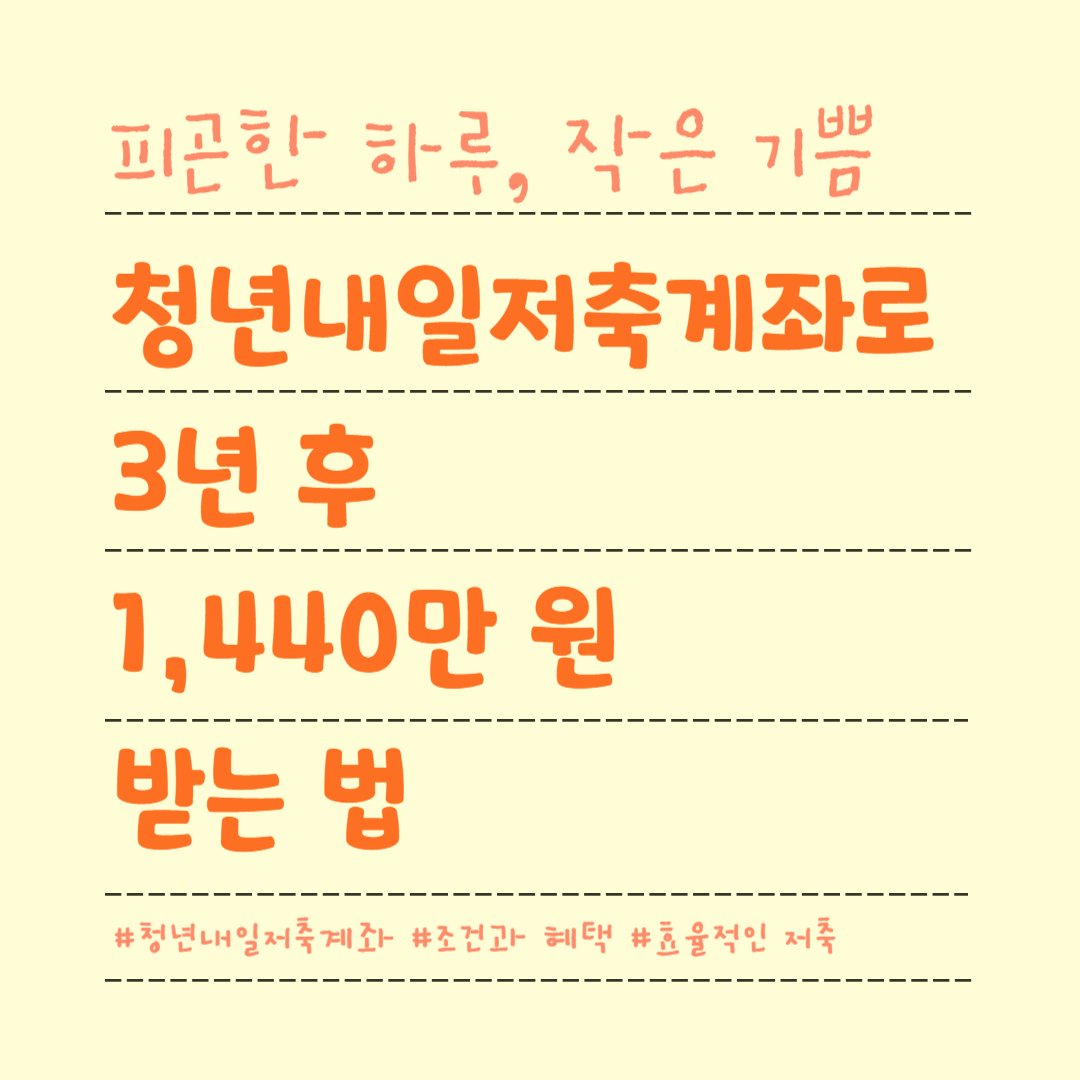 청년내일저축계좌로 3년 후 1,440만 원 받는 법