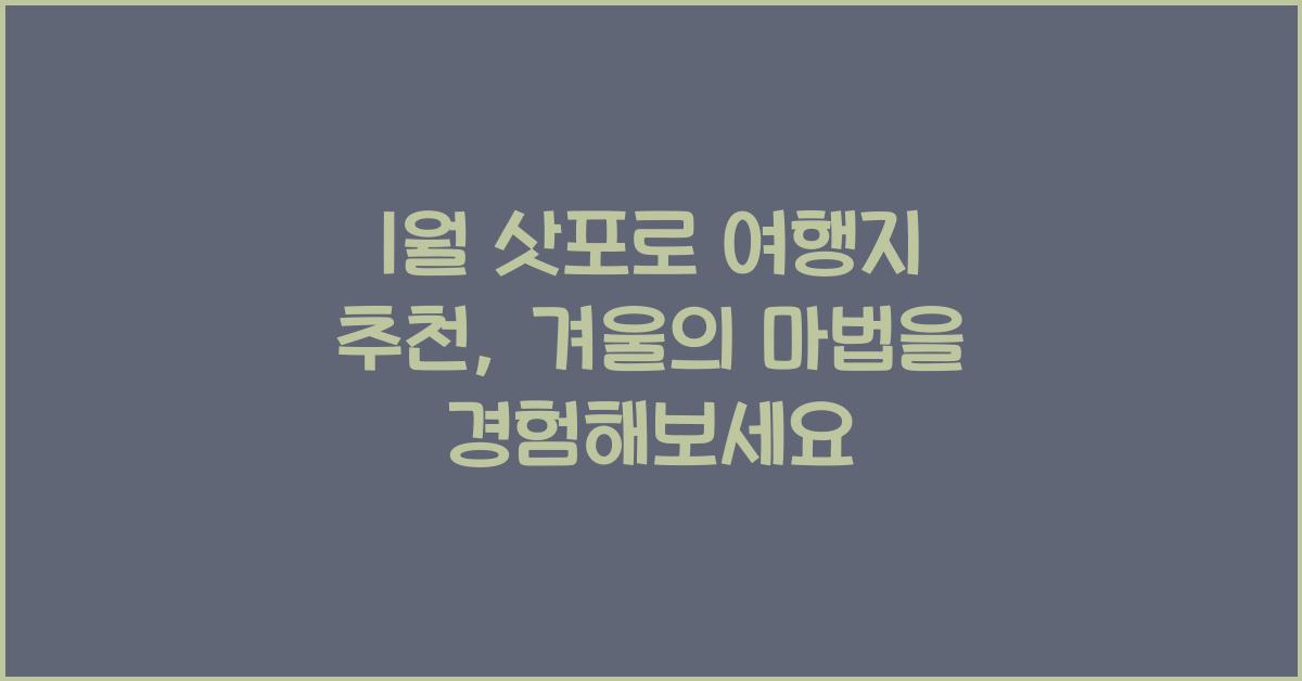 1월 삿포로 여행지 추천