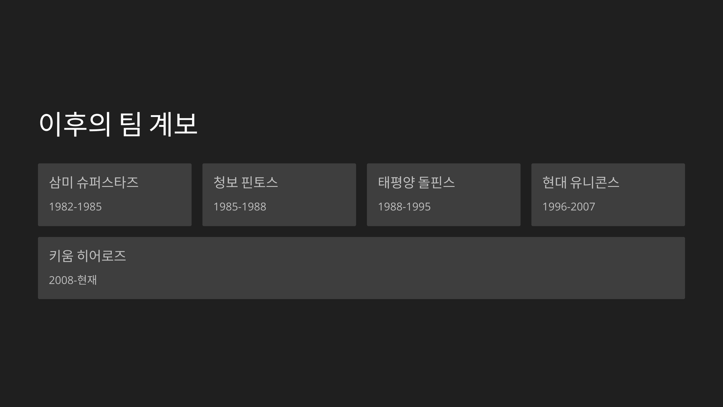 이후의 팀 계보는?