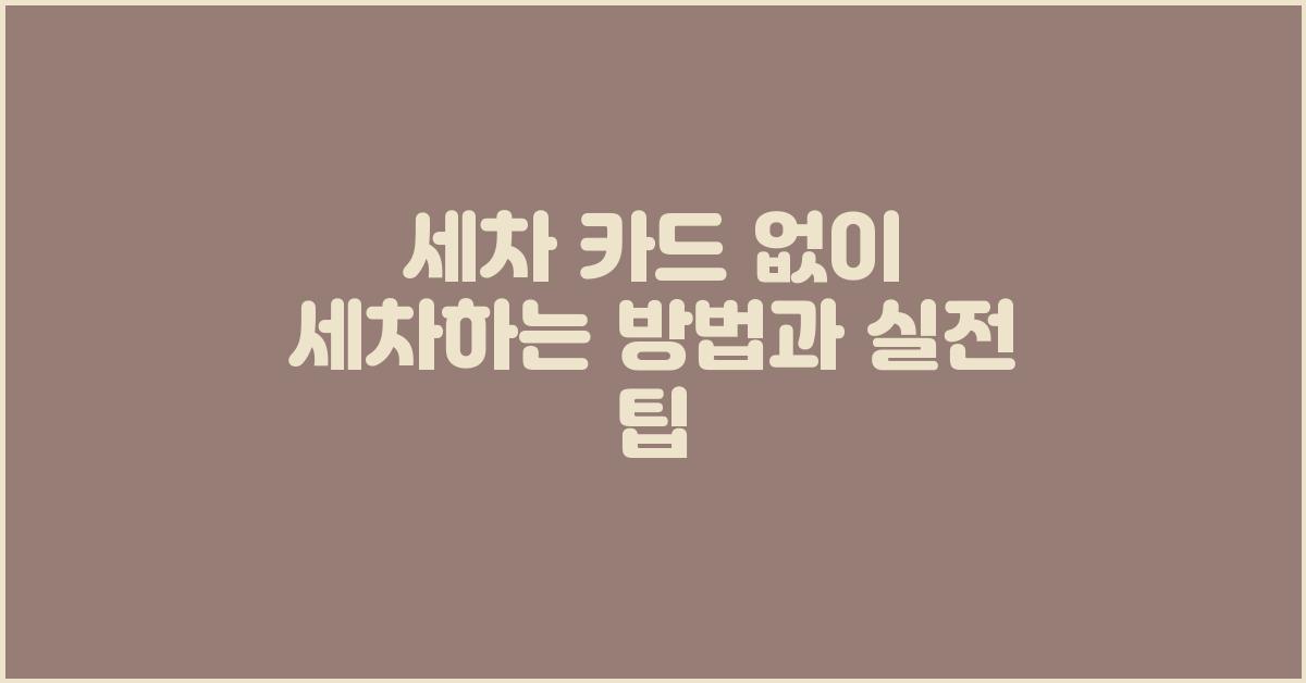 세차 카드 없이 세차하는 방법