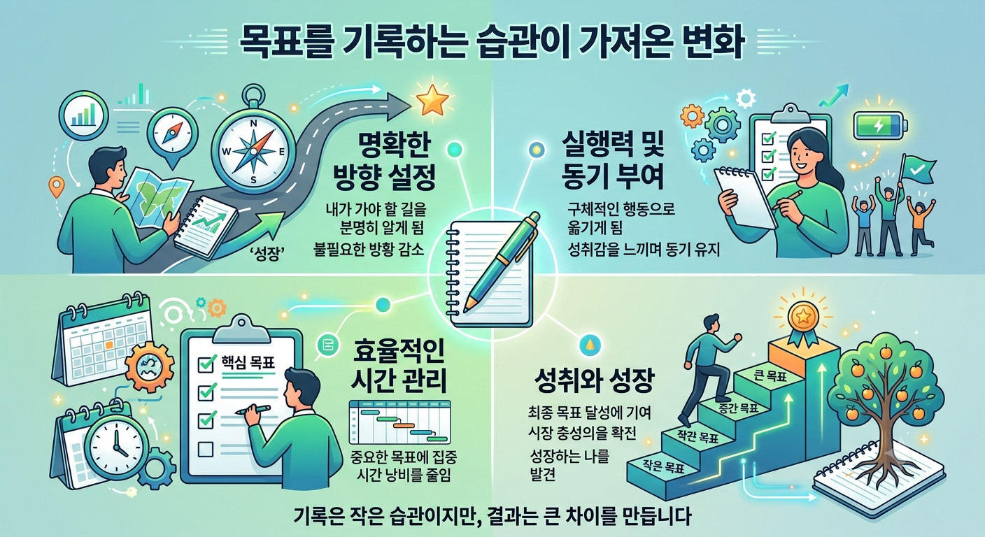 이미지 설명: 목표를 기록하는 습관이 가져온 변화
