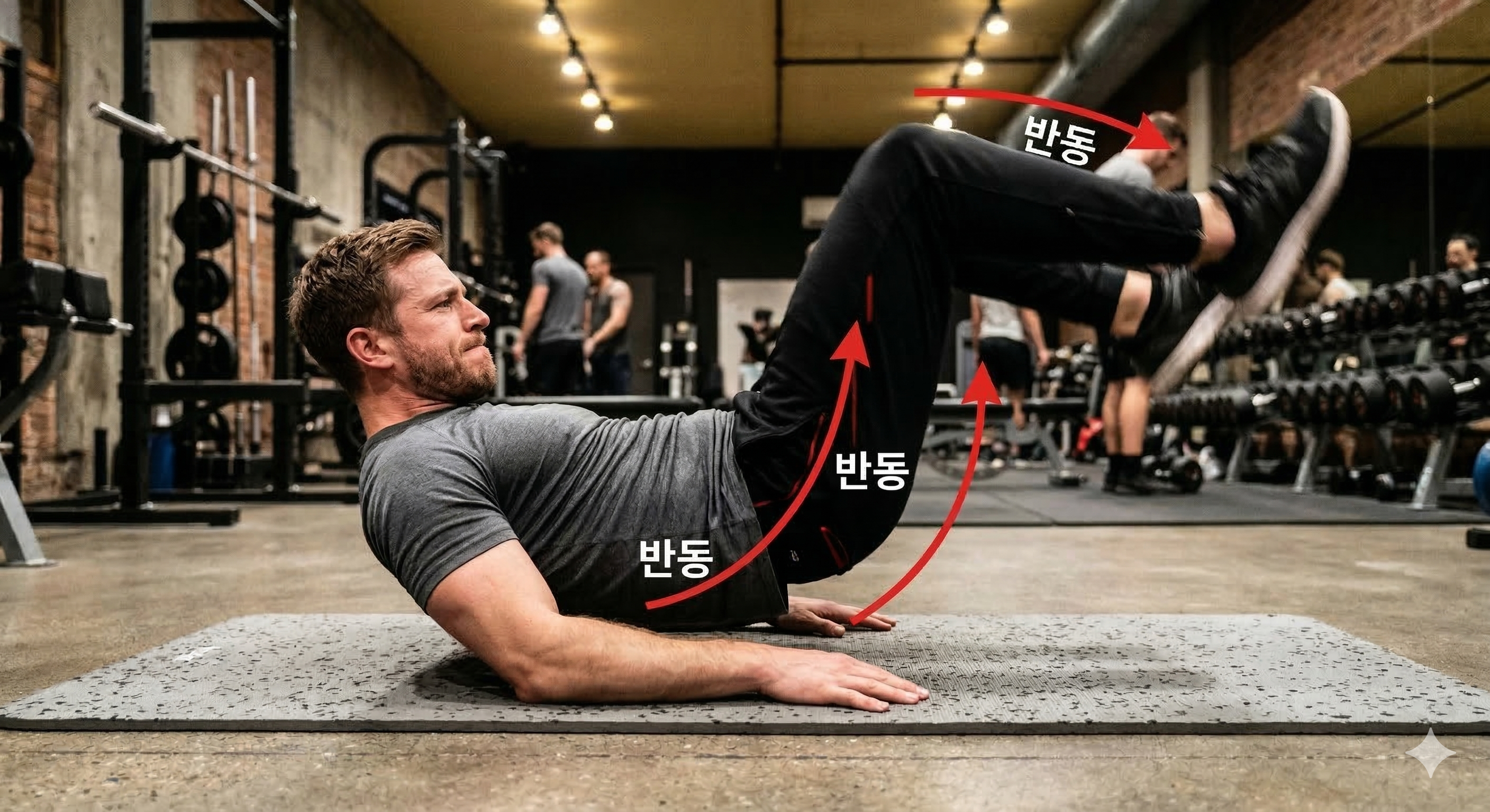 리버스 크런치 허리 반동 잘못된 하복부 운동