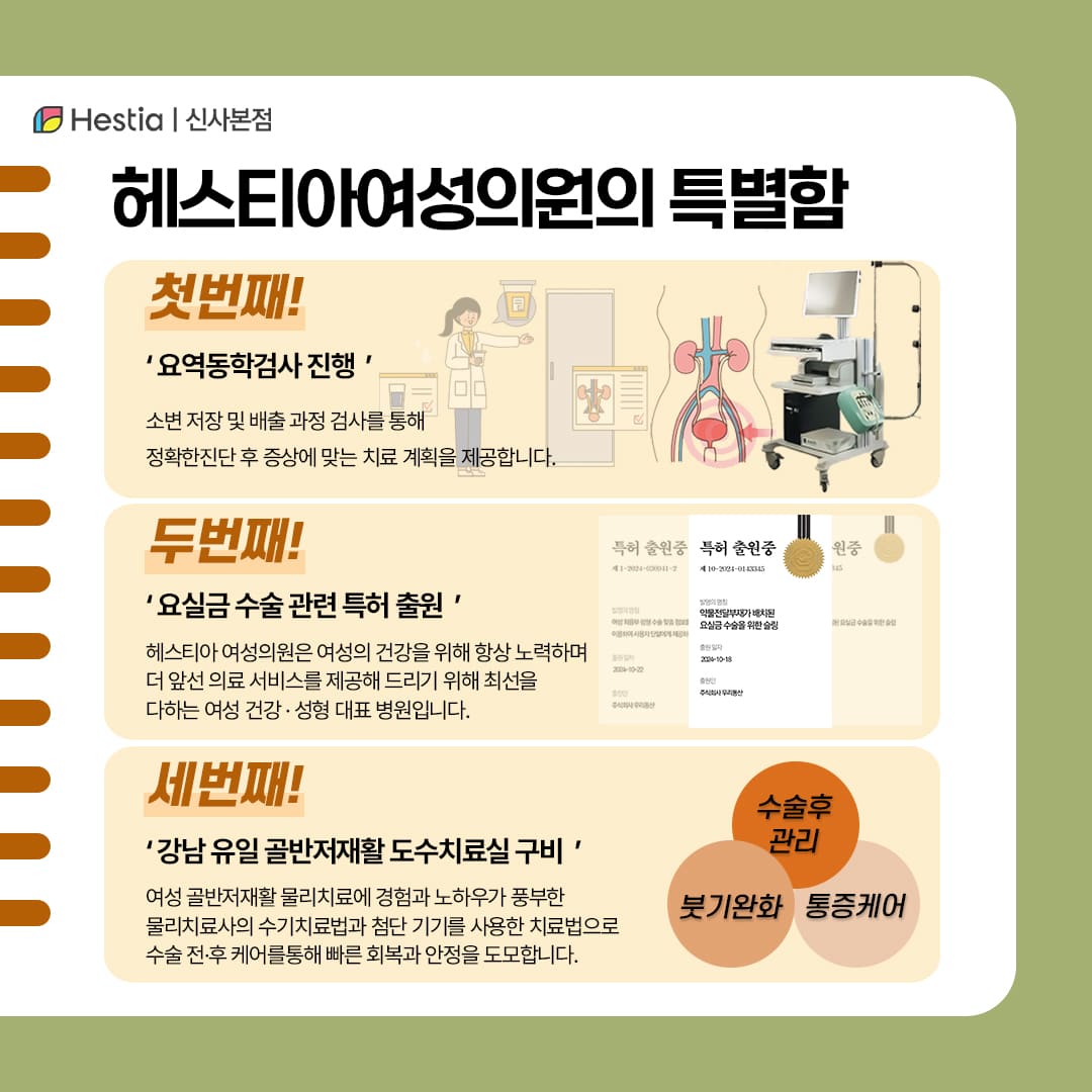 헤스티아여성의원 요실금치료 차별화된 특징은?