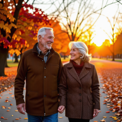 건강을 위해 산책을 하는 노인들