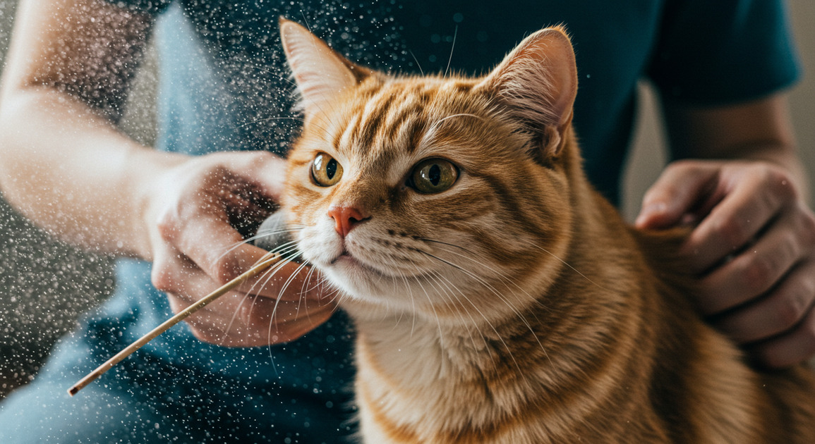 반려동물 미세먼지 관리 받는 고양이 이미지