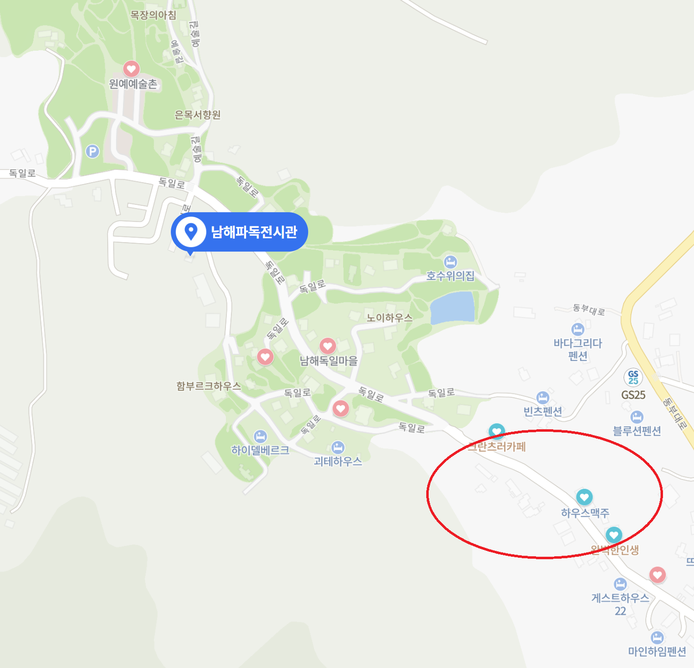 남해 독일마을 지도.