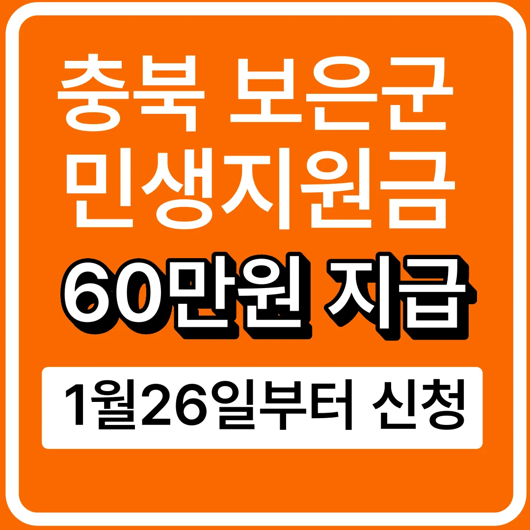 충북보은군 민생지원금 60만원 지급 신청방법