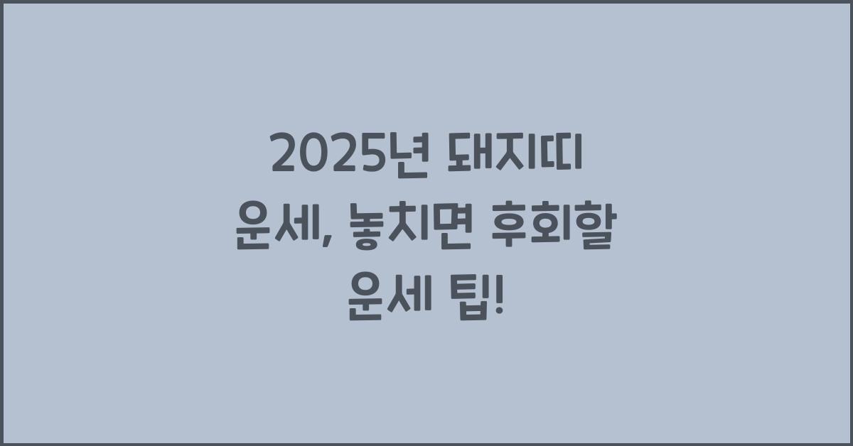 2025년 돼지띠 운세
