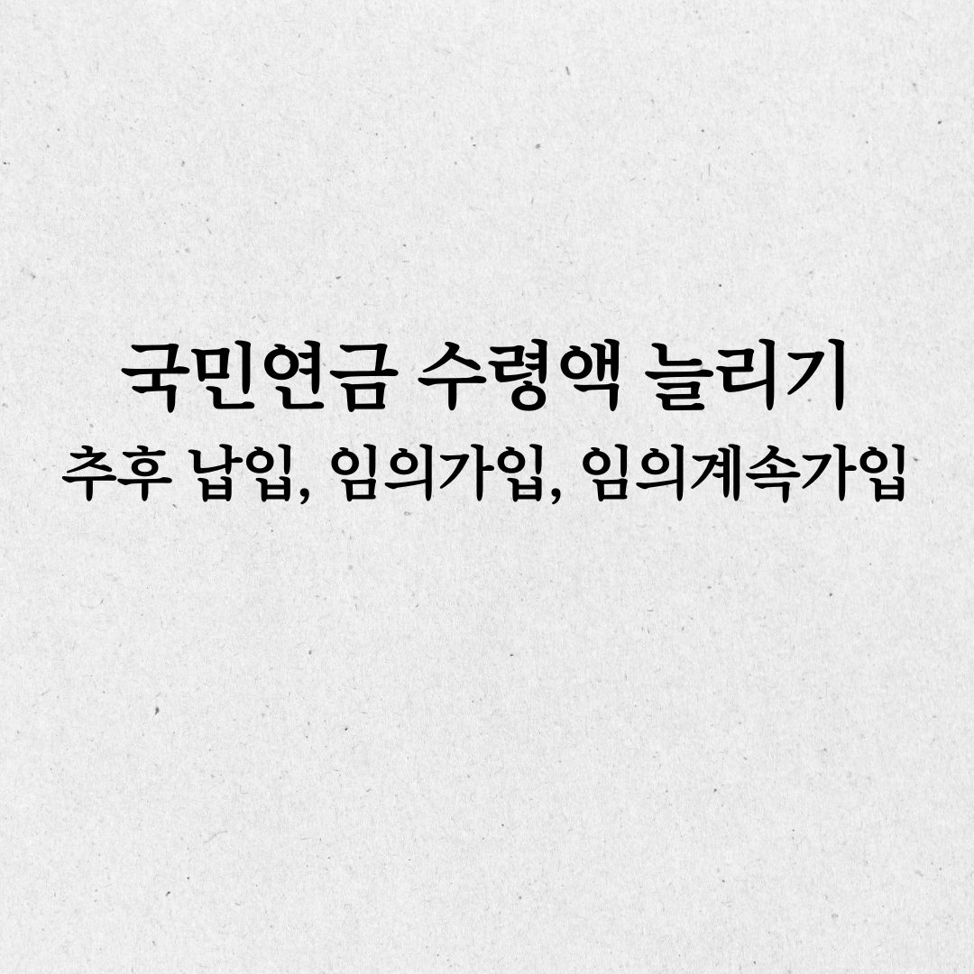 국민연금 수령액 늘리기