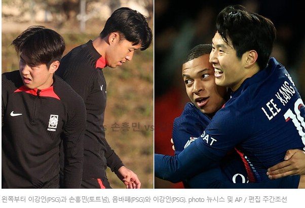 이강인 vs 손흥민 vs 킬리안 음바페