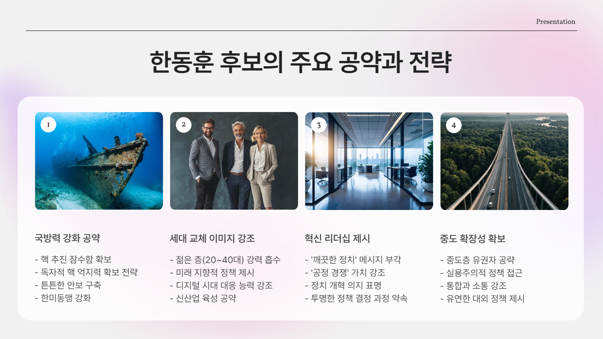 후보별 주요 공약과 전략