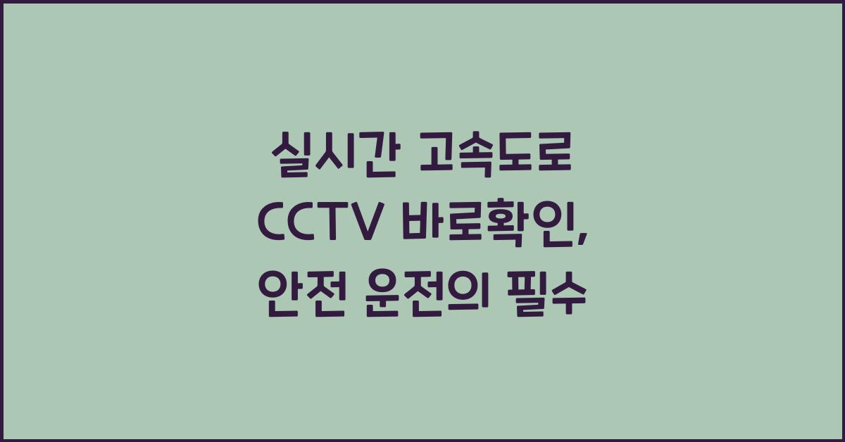 실시간 고속도로 cctv 바로확인