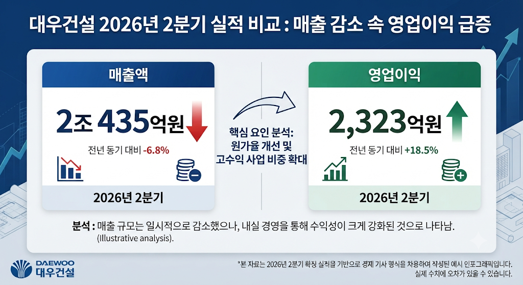 대우건설 2026년 2분기 매출과 영업이익 비교