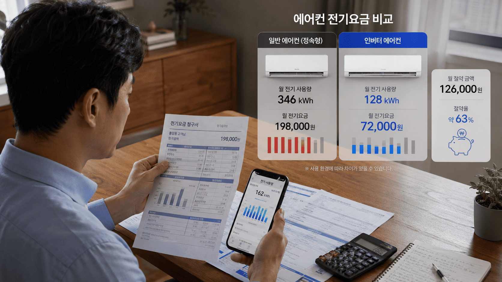 전기요금 비교: 인버터와 정속형의 전력 소비 구조 차이