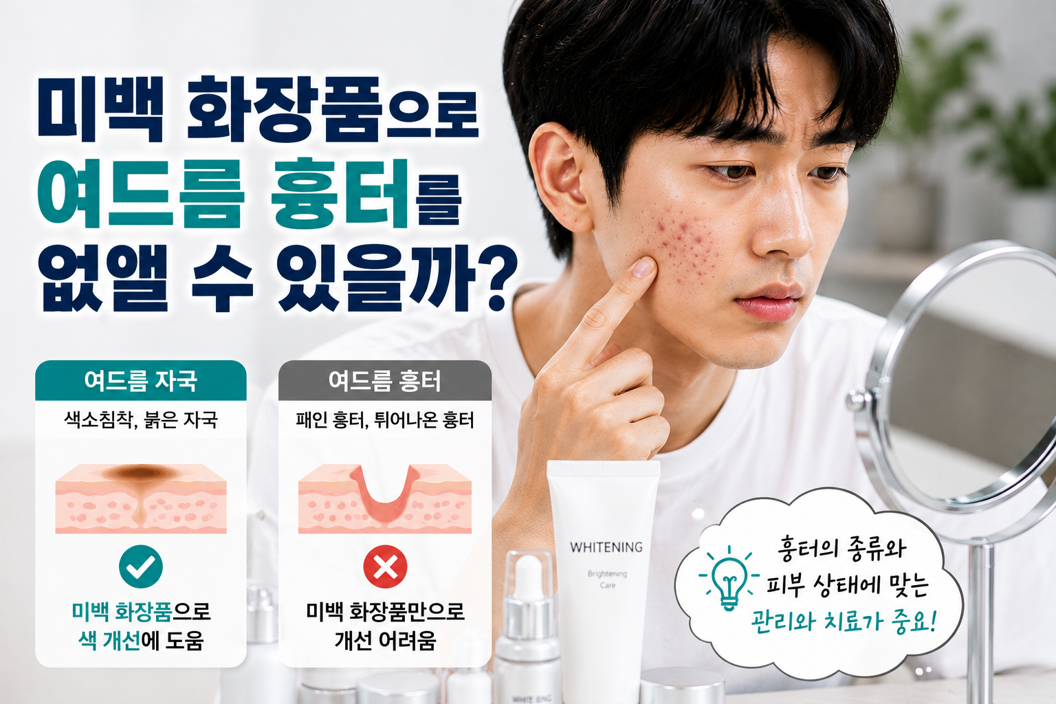 미백 화장품으로 여드름 흉터를 없앨 수 있을까?