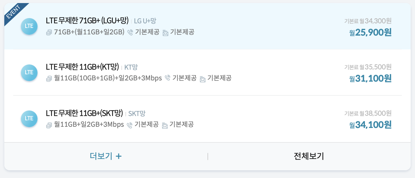 알뜰폰 요금제