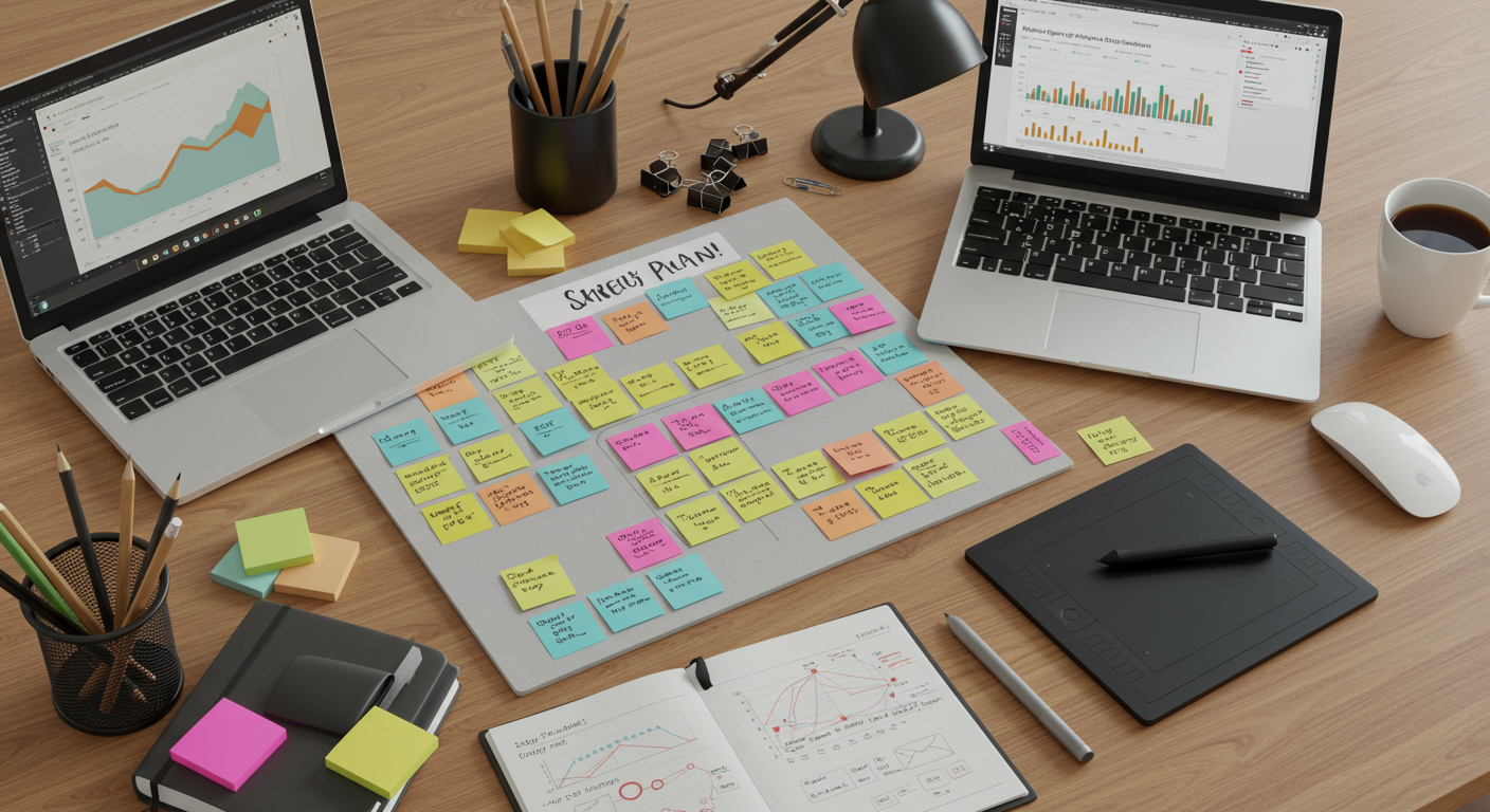 콘텐츠 구성과 수익 전략이 정리된 블로그 기획 보드