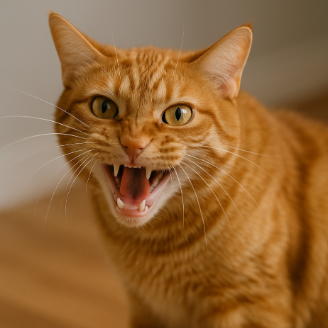 공격적인 모습의 고양이