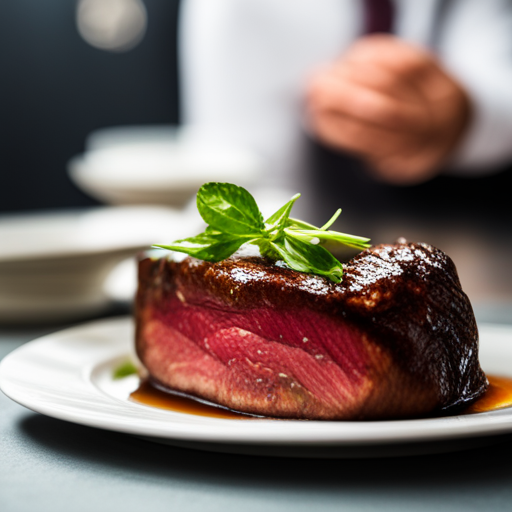 레스토랑에서 스테이크