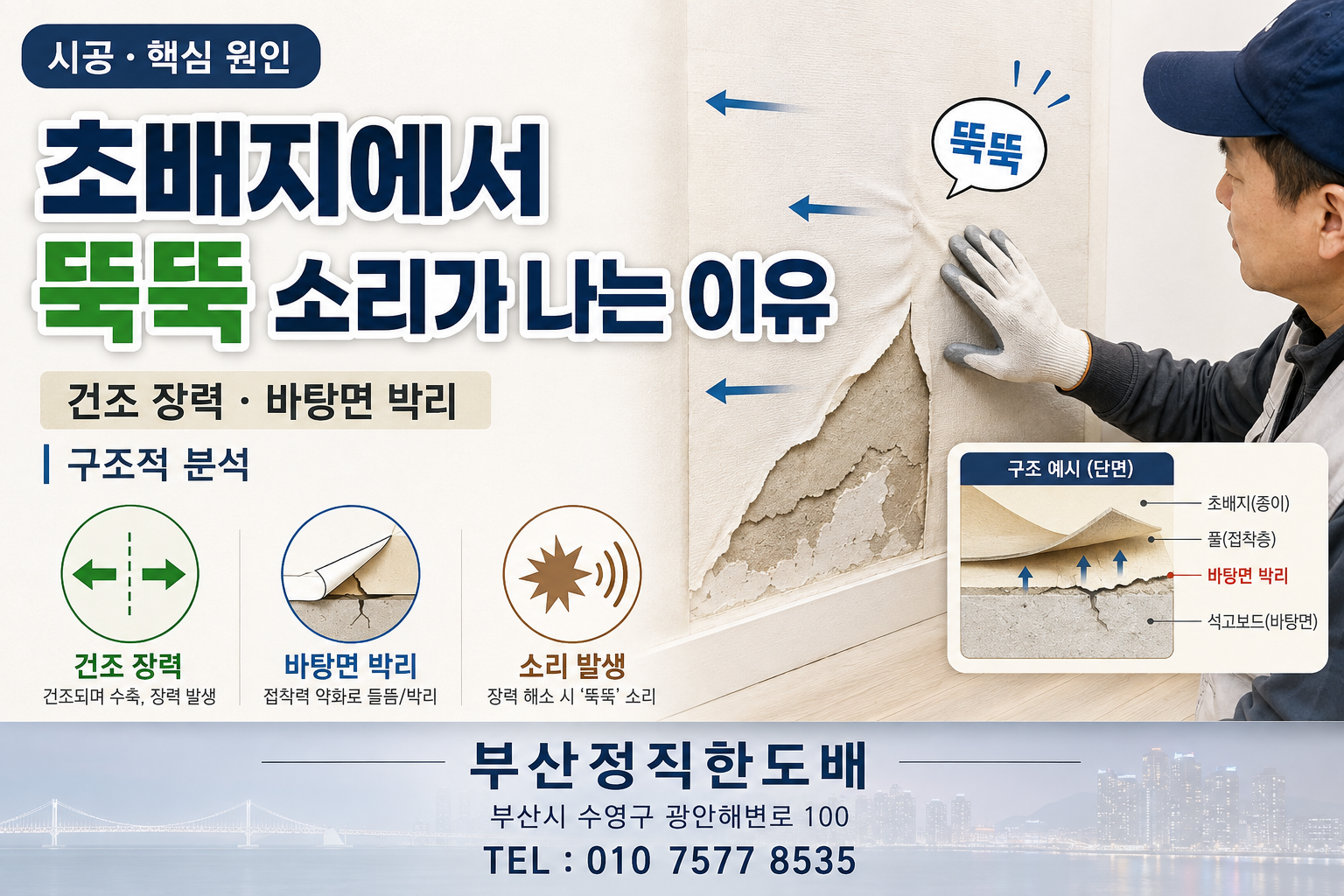 초배지에서 &lsquo;뚝뚝&rsquo; 소리가 나는 이유｜건조 장력과 바탕면 박리의 구조적 분석