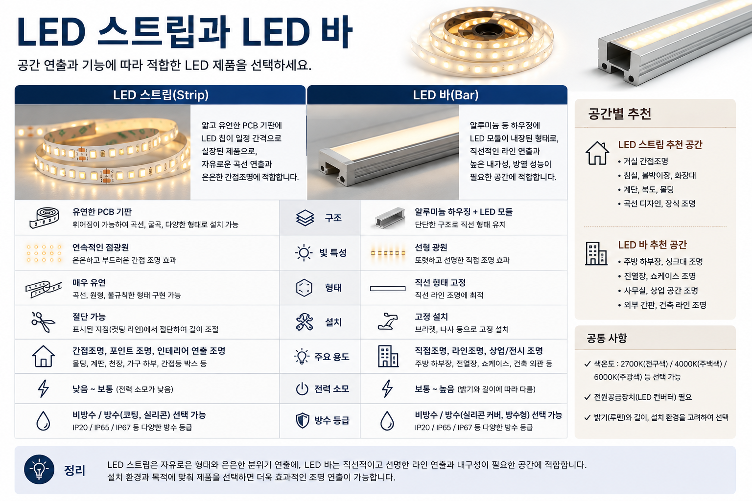 LED 스트립과 LED 바