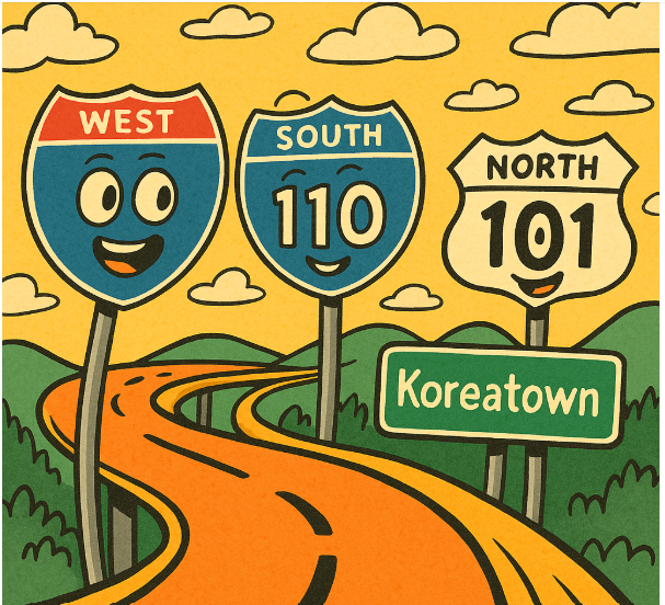 엘에이 프리웨이 표지판 (10, 110, 101번) 이미지 사진