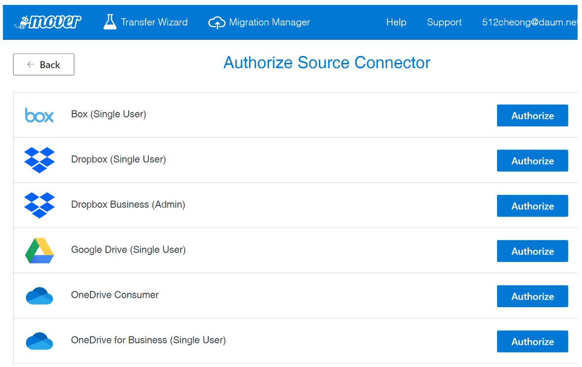 Onedrive, Google drive Dropbox, Box 모두 있네요!