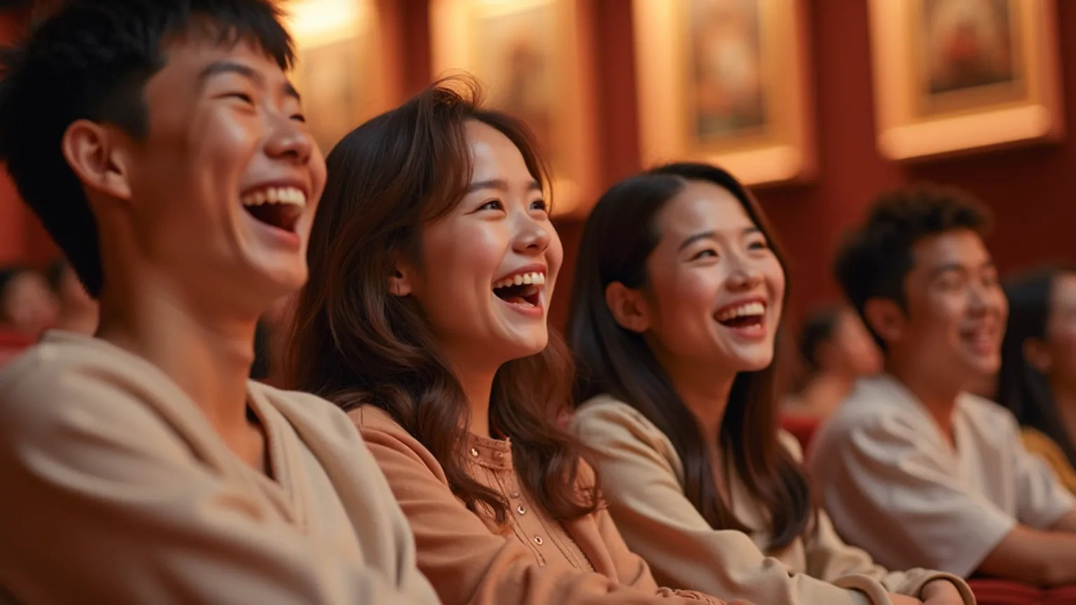 문화생활을 즐기는 청년들의 행복한 모습