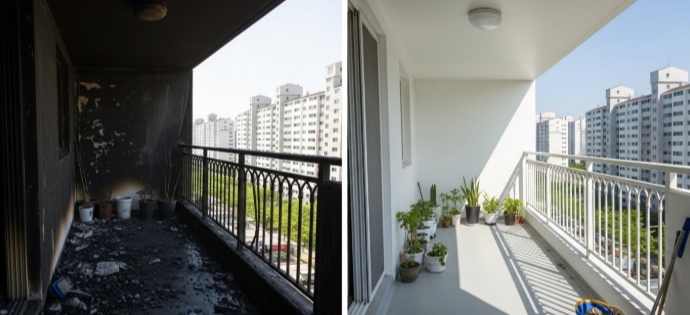 담양 베란다 화재청소 후 복구