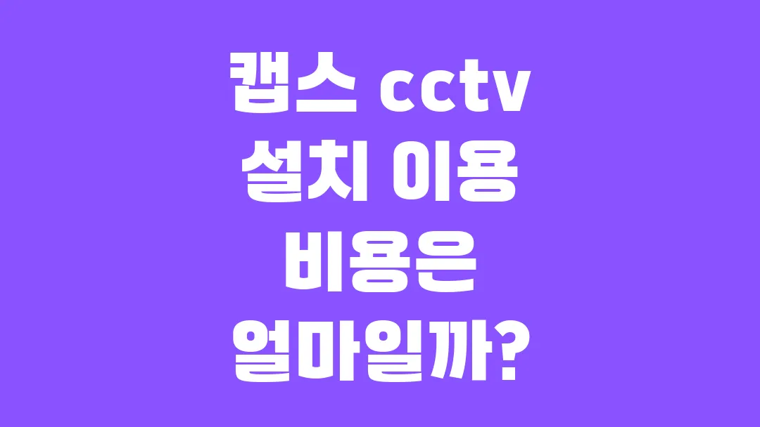 캡스 cctv 설치 이용 비용은 얼마일까?