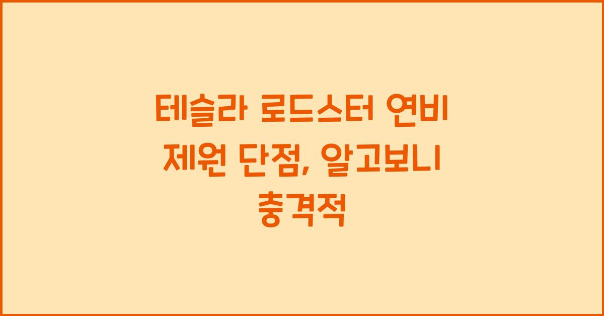 테슬라 로드스터 연비 제원 단점