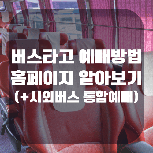 버스타고 예매방법 홈페이지 알아보기(+시외버스 통합예매)