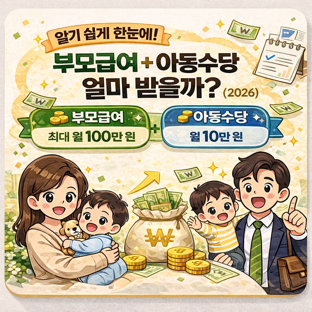 2026년 부모급여 아동수당 지원금 총정리 및 육아 지원 정책 설명