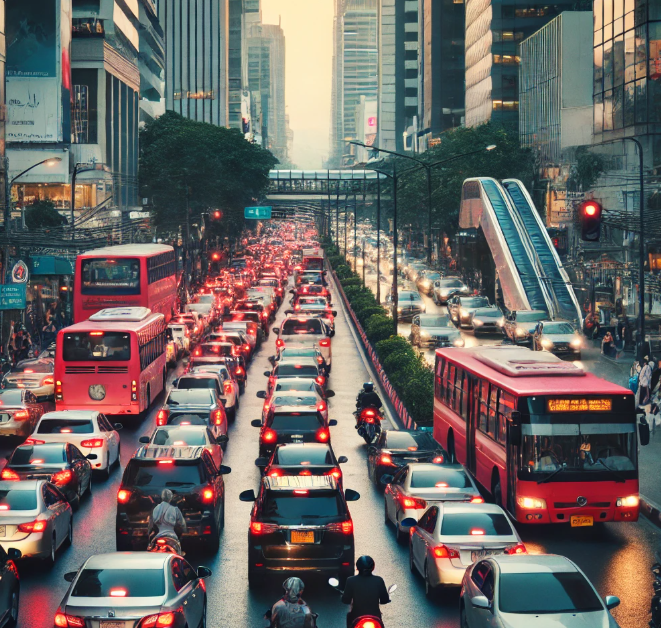 퇴근 시간에 교통 체중의 모습