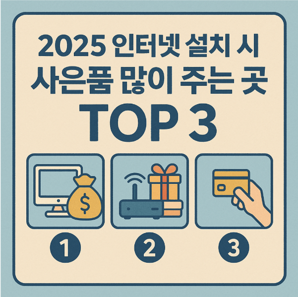 2025 인터넷 설치 시 사은품 많이 주는 곳 TOP 3