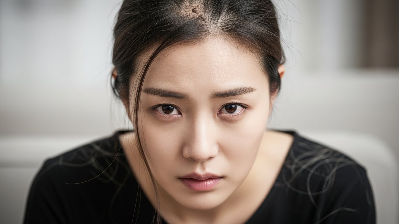 탈모로 근심이 많은 여성