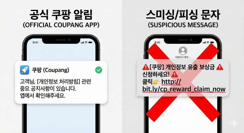 절대 속지 마세요! 가짜 문자 구별법 (스미싱 주의)