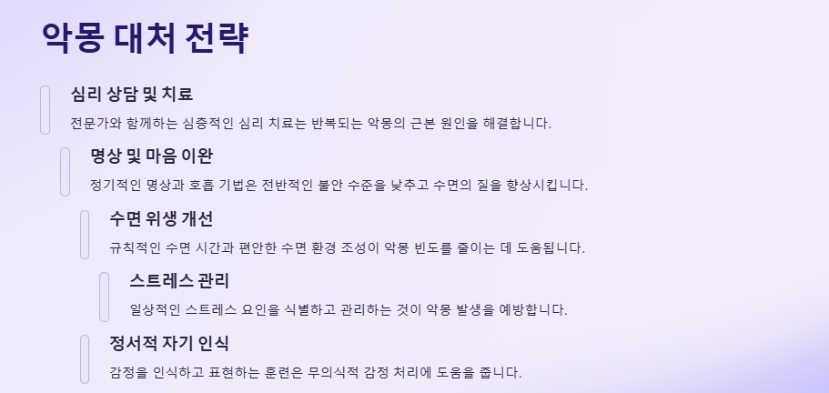 악몽을 자주 꾸는 이유, 악몽을 꾸는 이유, 악몽꿈 유형