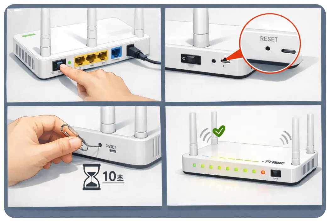 아이피타임 공유기 초기화 방법 인터넷 연결 안될 때 해보세요